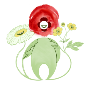 Illustration du bien-être Thérapie holistique pour le Bien-être émotionnel et de la transformation intérieure, personnage apaisé entouré de coquelicots